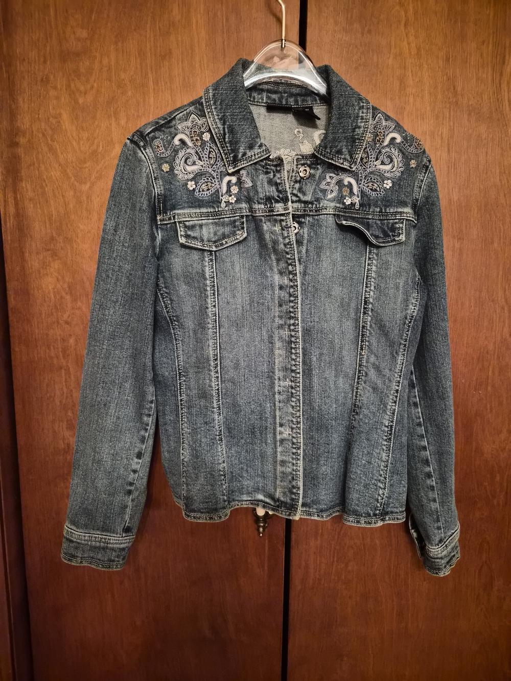 Willi Smith Cropped -Embroidered Denim Jacket- Size S
